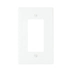 White solid brass decorator wall plate / outlet cover with clean satin finish
