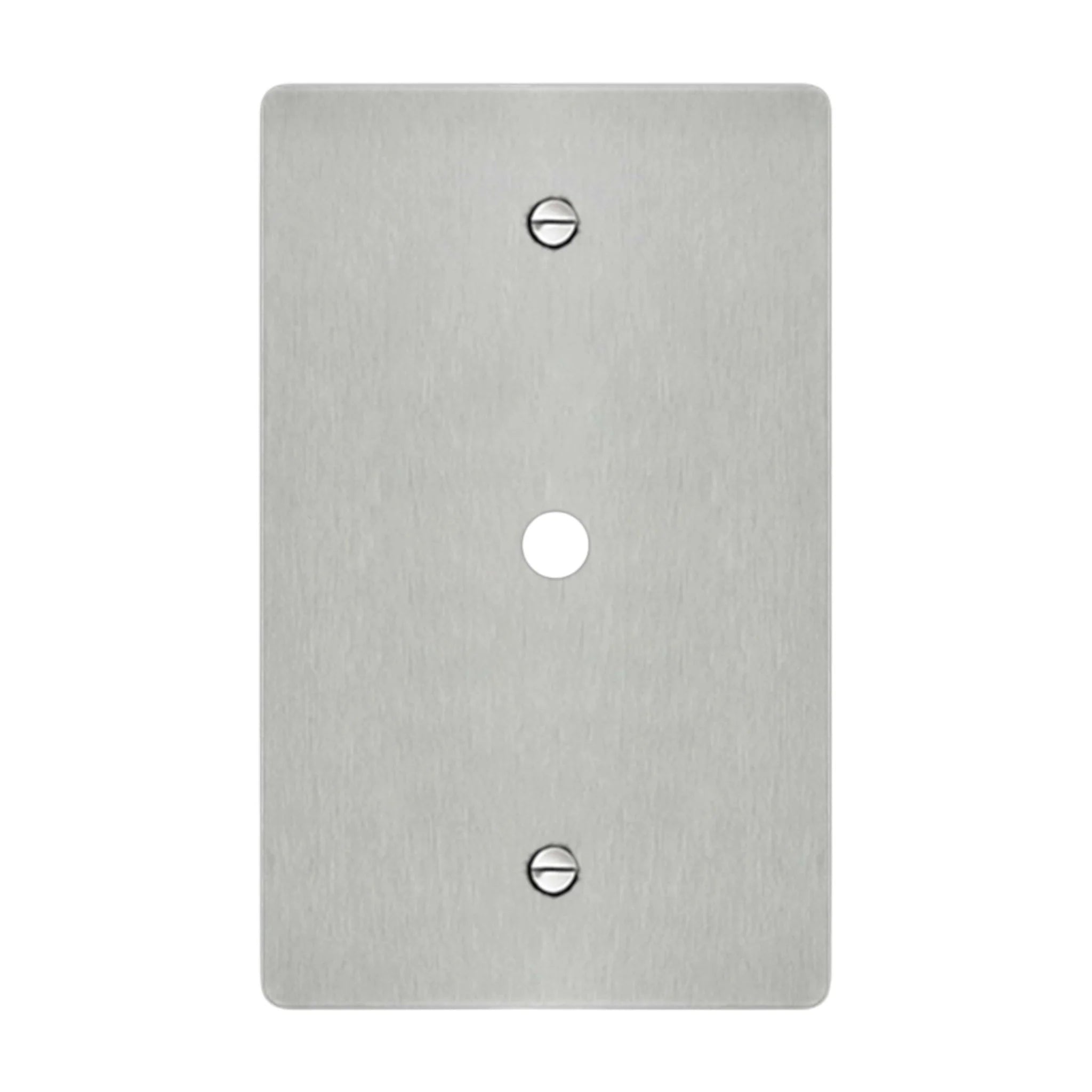 1-gang wall plate in brushed stainless steel finish, rotary dimmer opening