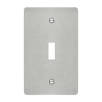 1-gang wall plate in brushed stainless steel finish, toggle opening
