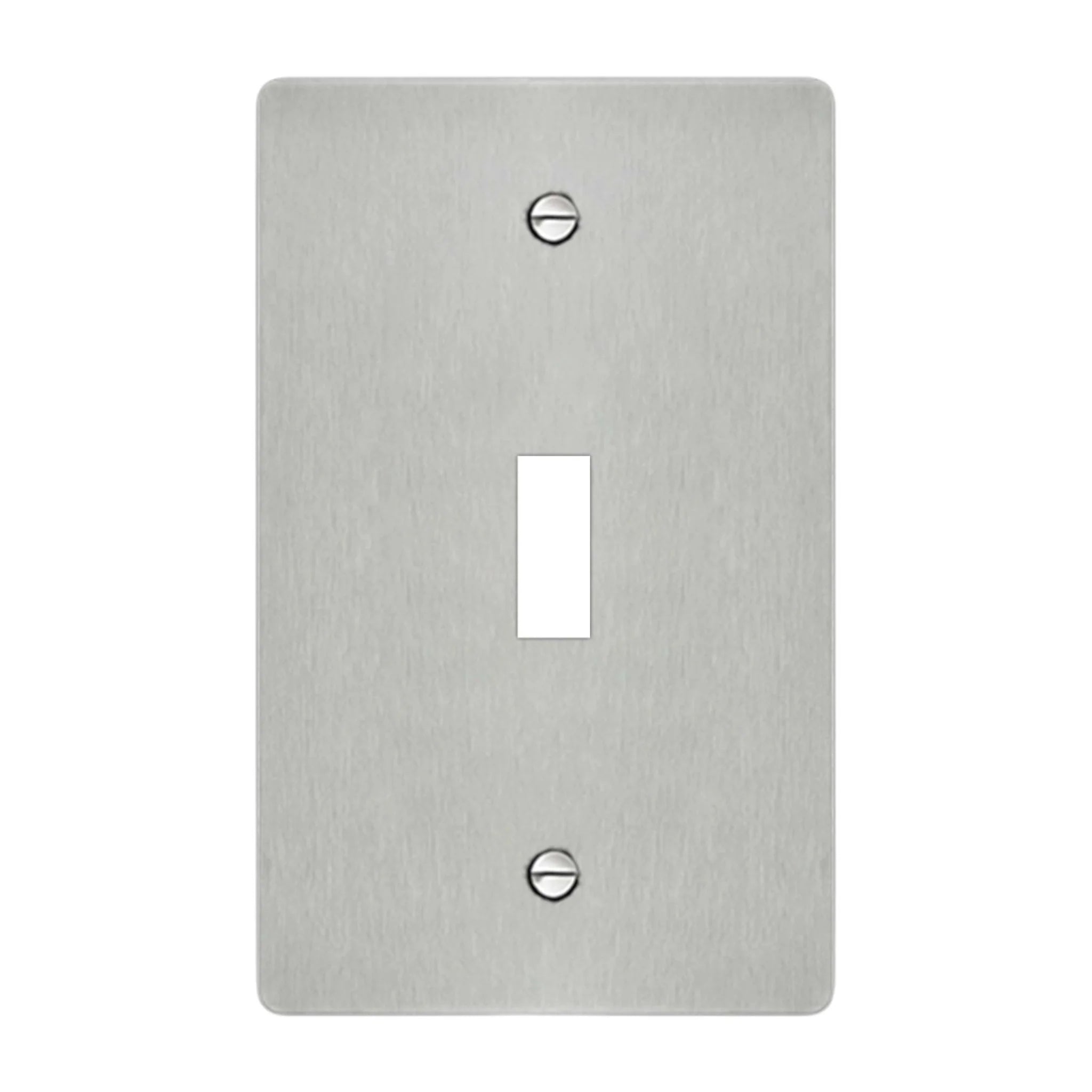 1-gang wall plate in brushed stainless steel finish, toggle opening