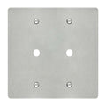 2-gang wall plate in brushed stainless steel finish, double rotary dimmer opening
