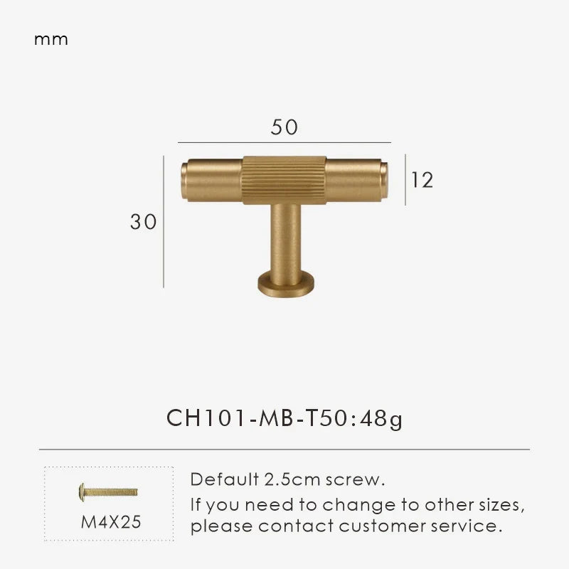 Measurement chart for a solid gold brass  linear t-bar 50 mm with dimensions and weight information.